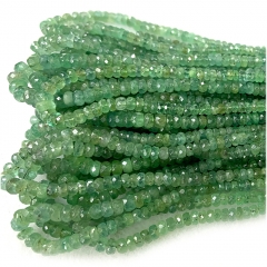 15.5 " Veemake Natural Stone Genuine Gemstone High Quality Green Emerald  Faceted Rondelle Jewelry Necklaces Bracelets Loose Small Beads 07653