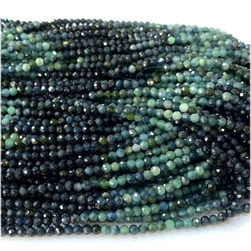 Veemake Natural Genuine Gemstones Blue Tourmaline Round Faceted Small Making Necklaces Bracelets Jewelry Beads 07649