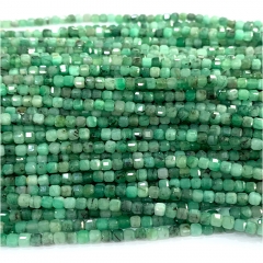 15.5 " Veemake Natural Stone Genuine Gemstone High Quality Green Emerald  Edge Cube Faceted Small Jewelry Necklaces Bracelets Loose Small Beads 07651