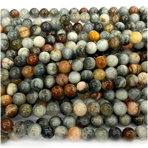 Natural Genuine Gray Brown Yellow Falcon's Eye Eagle Eye Round Loose Gemstone Stone Beads Jewelry Design Necklace Bracelets 07661