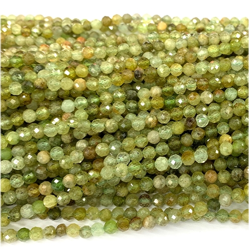 Veemake Natural Genuine Gemstones Yellow Green Garnet Tsavorite Round Faceted Small Making Necklaces Bracelets Jewelry Beads 07663