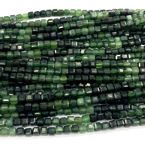 15.5 " Veemake Natural Stone Genuine Gemstone Green Canada Jade Edge Cube Faceted Small Jewelry Necklaces Bracelets Loose Small Beads 07658