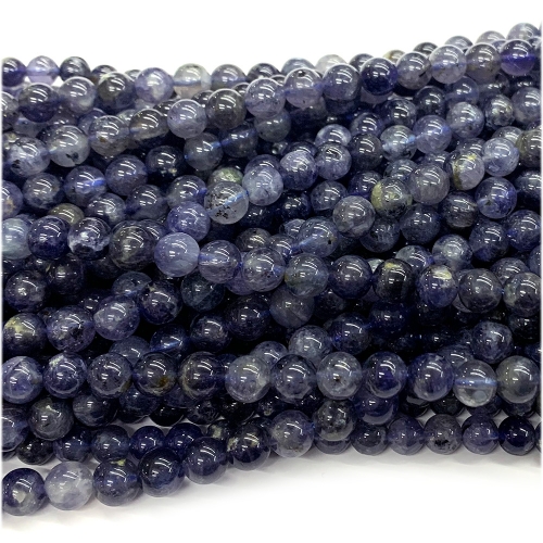 Natural Genuine Dark Blue Iolite Round Loose Gemstone Stone Beads Jewelry Design Necklace Bracelets 07685
