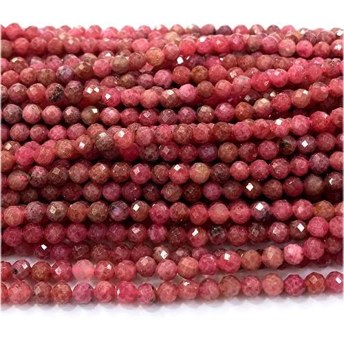 Veemake Natural Genuine Gemstones Pink Brazil Rhodochrosite Round Faceted Small Making Necklaces Bracelets Jewelry Beads 07688