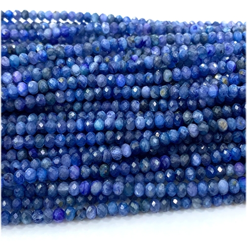 15.5 " Veemake Natural Genuine High Quality Blue Kyanite Faceted Rondelle Bracelets Jewelry Loose beads 07690