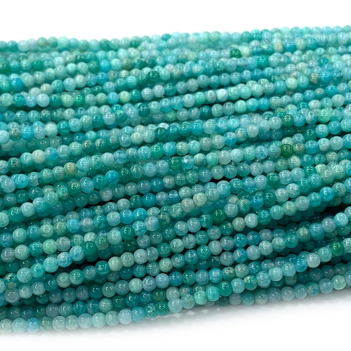 Veemake Natural Genuine Gemstones Blue Russia Amazonite Round Small Making Necklaces Bracelets Jewelry Beads 07689