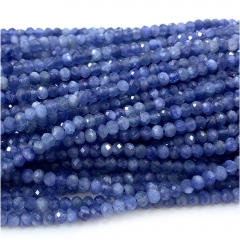 15.5 " Veemake Natural Genuine High Quality Blue Kyanite Faceted Rondelle Bracelets Jewelry Loose beads 07698