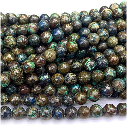 Natural Genuine Blue Brown Shattuckite Round Loose Gemstone Stone Beads Jewelry Design Necklace Bracelets 07702