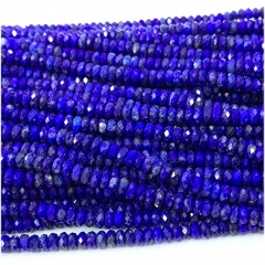 Veemake Natural Genuine High Quality Blue Lapis Lazuli Faceted Rondelle Bracelets Jewelry Loose beads 07709