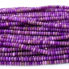 Veemake Natural Genuine High Quality Purple Phosphosiderite Faceted Rondelle Bracelets Jewelry Loose beads 07710