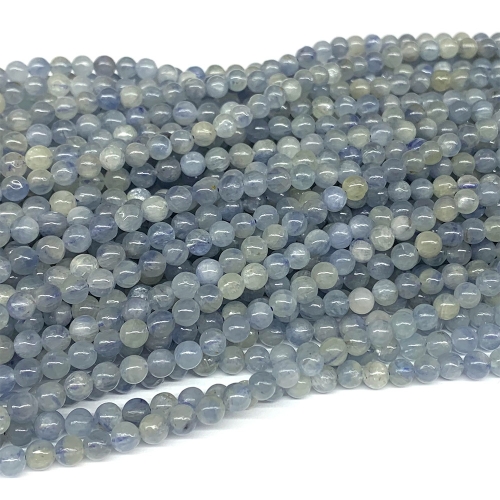 Veemake Natural Genuine Gemstones Blue Kyanite Round Small Making Necklaces Bracelets Jewelry Beads 07716