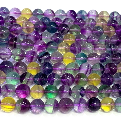 Veemake High Quality Genuine Natural Clear Lace Purple Fluorite Round Loose Necklaces Bracelets Beads Jewelry Making  15.5" 07733