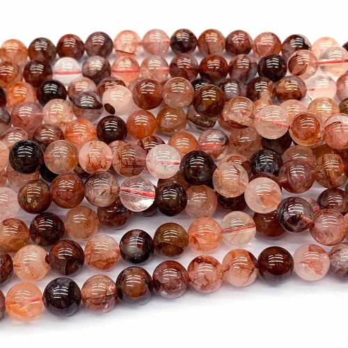 Veemake High Quality Genuine Natural Clear Red Himalaya Crystal Round Loose Necklaces Bracelets Beads Jewelry Making  15.5" 07740