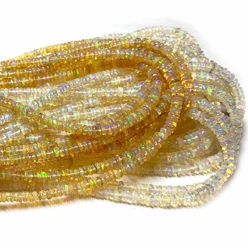 Veemake Natural Genuine High Quality White Yellow Fire Opal Rondelle Bracelets Jewelry Loose beads 07755