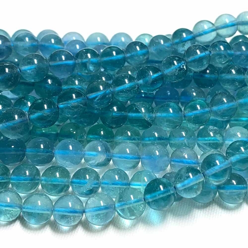 Veemake Genuine Natural Blue Fluorite Round Loose Necklaces Bracelets Beads Jewelry Making  15.5" 07750