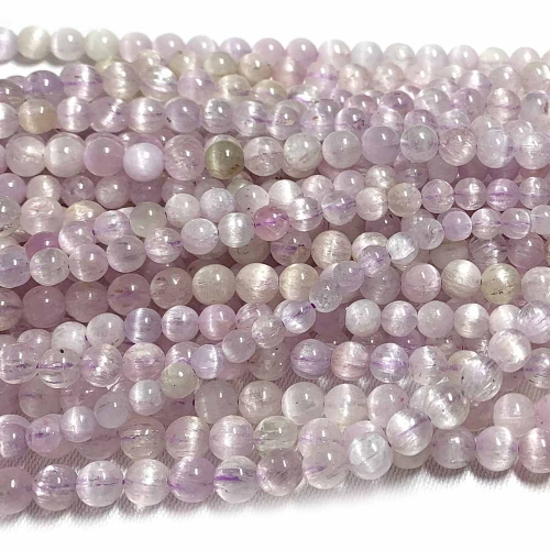 15.5" Veemake Natural Genuine Purple Kunzite Spodumene Hiddenite Round Loose Gemstone Jewelry Beads Making Necklaces Bracelets  07757