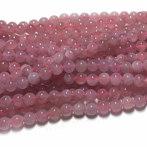 High Quality Genuine Natural Clear Pink Crystal Madasgas Rose Quartz Semi-precious stones Round Loose Beads  8mm 15.5" 07763