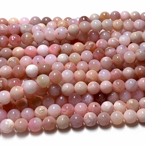 High Quality Natural Genuine Peru Pink Opal Round Loose Small Jewelry Gemstones 4mm 6mm 8mm 10mm 12mm Beads 15.5" 07762