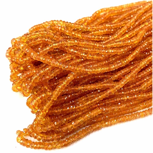 Natural Stone Genuine Gemstone High Quality Orange Sapphire Faceted Rondelle Jewelry Necklaces Bracelets Beads 07803