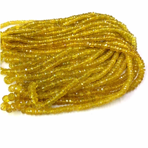 Natural Stone Genuine Gemstone High Quality Yellow Sapphire Faceted Rondelle Jewelry Necklaces Bracelets Beads 07804