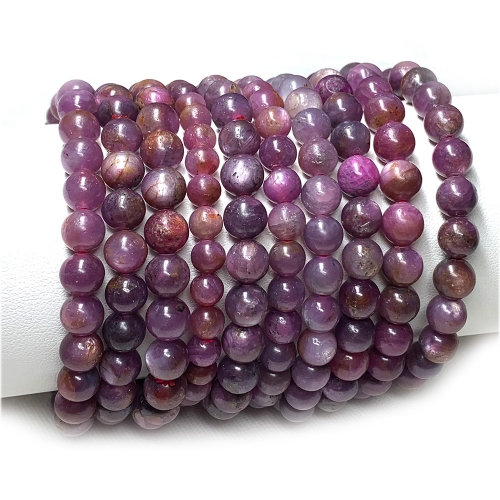Natural Genuine Purple Red Starlight Star Ruby Bracelet Bracelets Round beads 07811