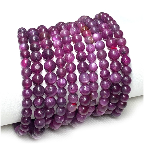 Natural Genuine Purple Red Starlight Star Ruby Bracelet Bracelets Round beads 07814