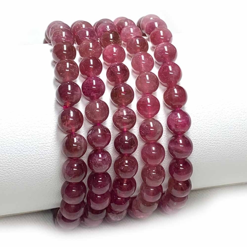 High Quality Natural Genuine Pink Tourmaline Bracelet Bracelets Necklace Round beads 07836