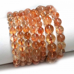 High Quality Natural Genuine  Sanidine Orange Gold Sunstone Bracelet Bracelets Round Loose Beads 07835