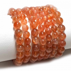 High Quality Natural Genuine  Sanidine Orange Gold Sunstone Bracelet Bracelets Round Loose Beads 07834