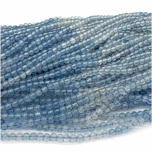Veemake Natural Genuine Gemstones Clear Blue Aquamarine Round Small Making Necklaces Bracelets Jewelry Beads 07843