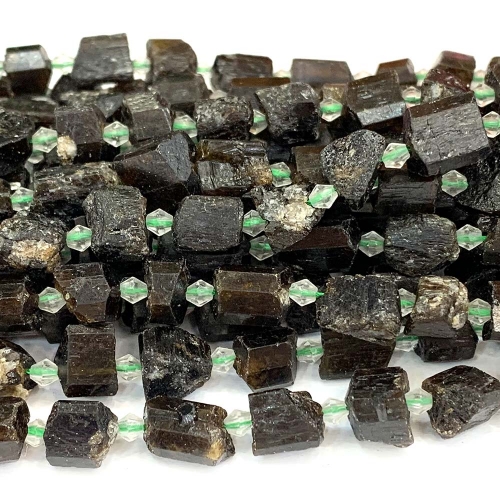 Natural Genuine Raw Mineral Green Tourmaline Nugget Free Form Loose Rough Matte Faceted Necklace Bracelet Jewelry Beads 07862