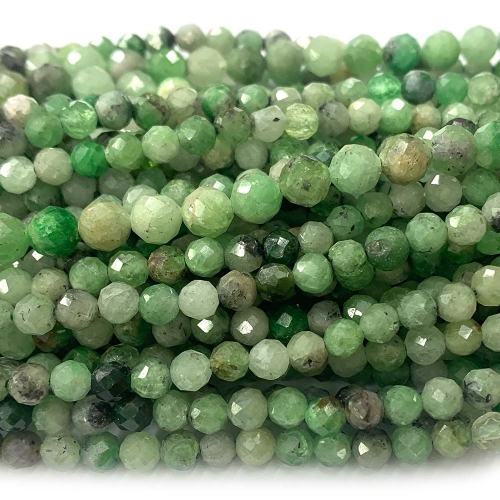 15.5 " Veemake Natural Genuine Gemstones Green Tanzanite Round Faceted Making Necklaces Bracelets Jewelry Beads 07903