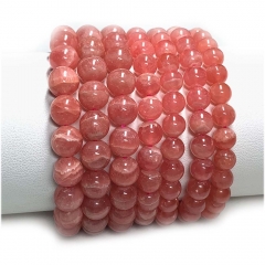 Veemake Natural Genuine Pink Red Rhodochrosite Bracelet Bracelets Round Loose Beads 07867