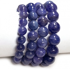 Veemake High Quality Natural Genuine Dark Purple Blue Tanzanite Bracelet Necklace Round Loose Beads 07874