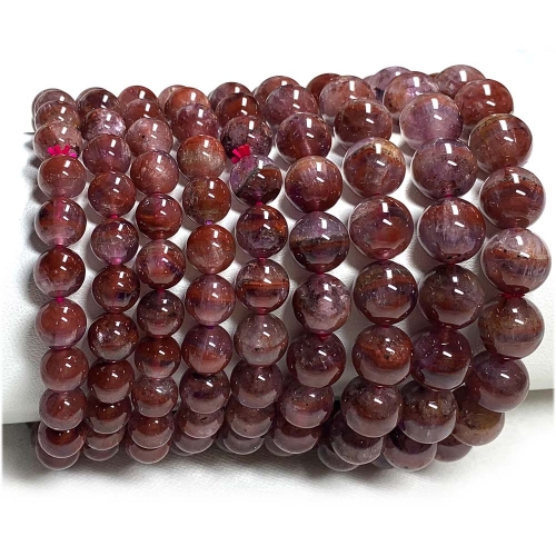 Veemake Natural Genuine Purple Red Auralite Super 23 Crystal Bracelet Round Loose Beads 07885