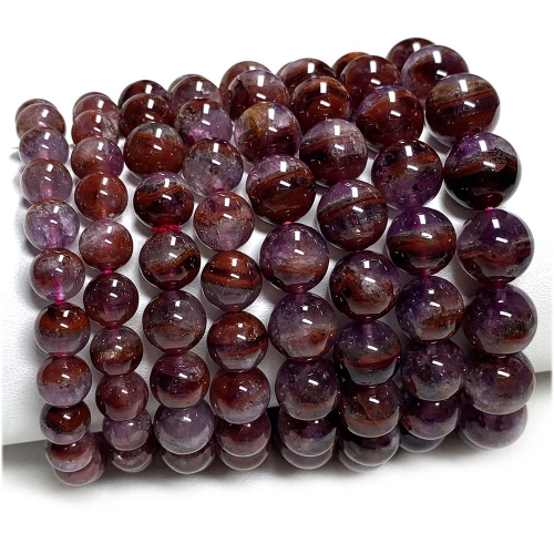 Veemake High Quality Natural Genuine Purple Red Auralite Super 23 Crystal Bracelet Round Loose Beads 07890