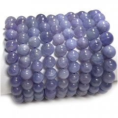 Veemake Natural Genuine Purple Blue Tanzanite Bracelet Necklace Round Loose Beads 07875
