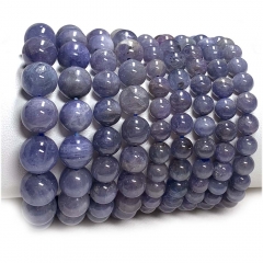 Veemake Natural Genuine Purple Blue Tanzanite Bracelet Necklace Round Loose Beads 07870