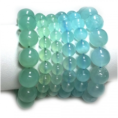 Veemake High Quality Natural Genuine Blue Green Serpentine Jade Bracelet Necklace Round Loose Beads 07880