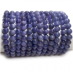 Veemake Natural Genuine Purple Blue Tanzanite Bracelet Round Loose Beads 07868
