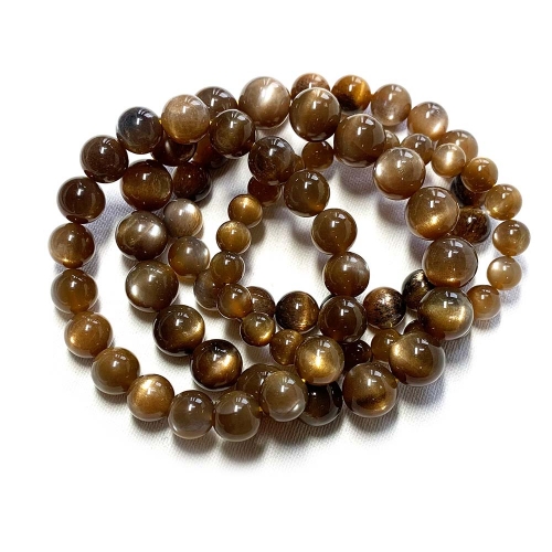 Veemake High Quality Natural Genuine Black Gold Sunstone Bracelet Necklace Round Loose Beads 07898