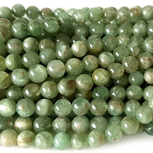 Natural Genuine Clear Green Kyanite Round Necklaces Bracelets Loose Beads  07919