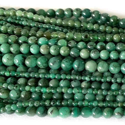 Genuine Natural Green Emerald Semi-precious Stones Round Necklaces Bracelets Jewelry Loose Beads 15.5" 07913