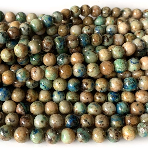 Natural Genuine Chrysocolla Round Loose Small Jewelry Gemstones Necklace Bracelet Beads 07921