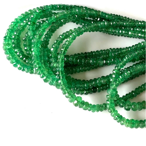 Natural Stone Genuine Gemstone High Quality Green Tsavorite Faceted Rondelle Jewelry Necklaces Bracelets Beads 07934