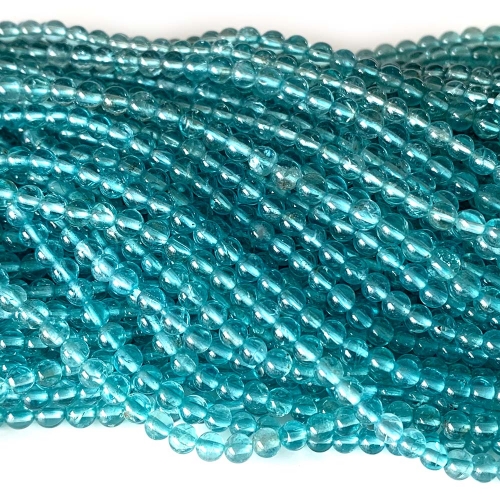AAA High Quality Natural Genuine Clear Green Blue Apatite Fluorapatite  Round Loose Gemstone Beads 16" 07923