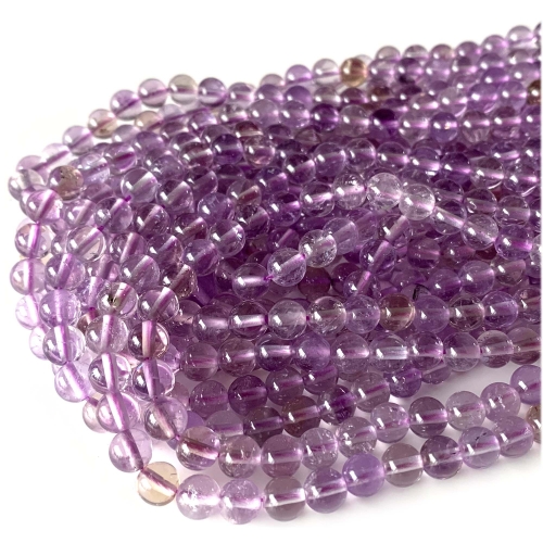 High Quality Natural Genuine Clear Purple Yellow Quartz Ametrine Crystal Smooth Round Loose Jewelry Necklaces Bracelets Gemstone Beads 05980