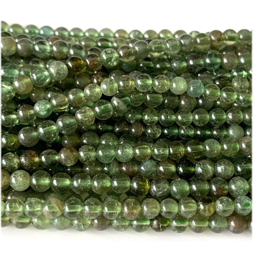 Natural Genuine Clear Green Apatite Fluorapatite  Round Loose Gemstone Beads 15.5" 07922