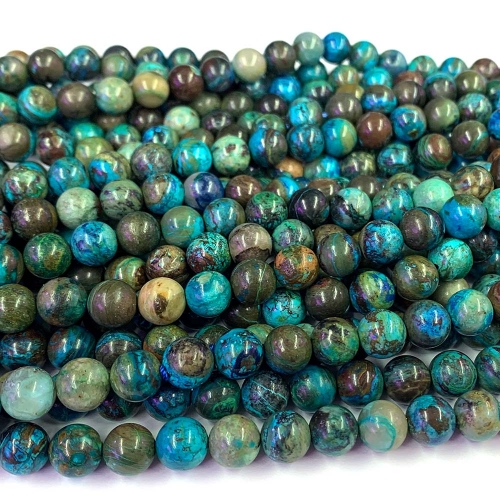 High Quality Natural Genuine Green Blue Chrysocolla Round Loose Small Jewelry Gemstones Necklace Bracelet Beads 07937