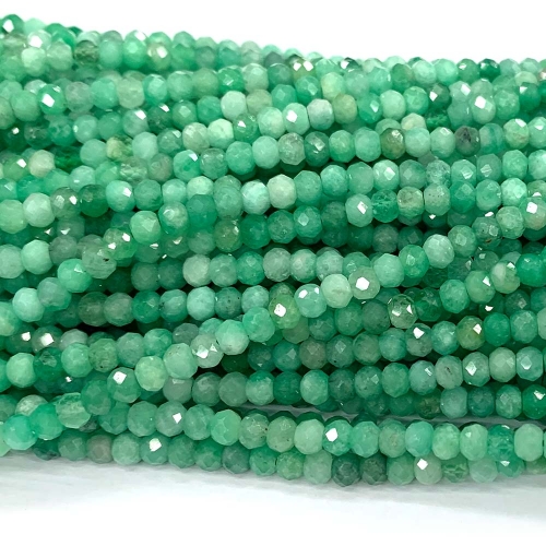 High Quality Veemake Natural Genuine Gemstones Green Emerald Rondelle Faceted Small Making Necklaces Bracelets Jewelry Beads 07939